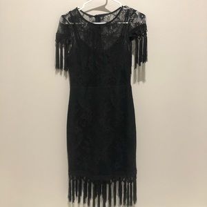Venus black dress - size 4, Mexican / Fringe style